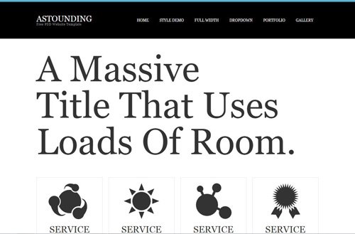 Cette image représente une vue de la page d'accueil du site fictif Astounding