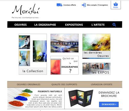 Ceci est la maquette de la page d'accueil du site d'un artiste peintre