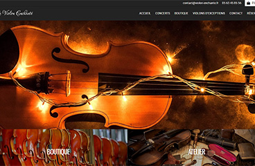 Cette image représente une vue de la page d'accueil du site fictif Le violon Enchanté